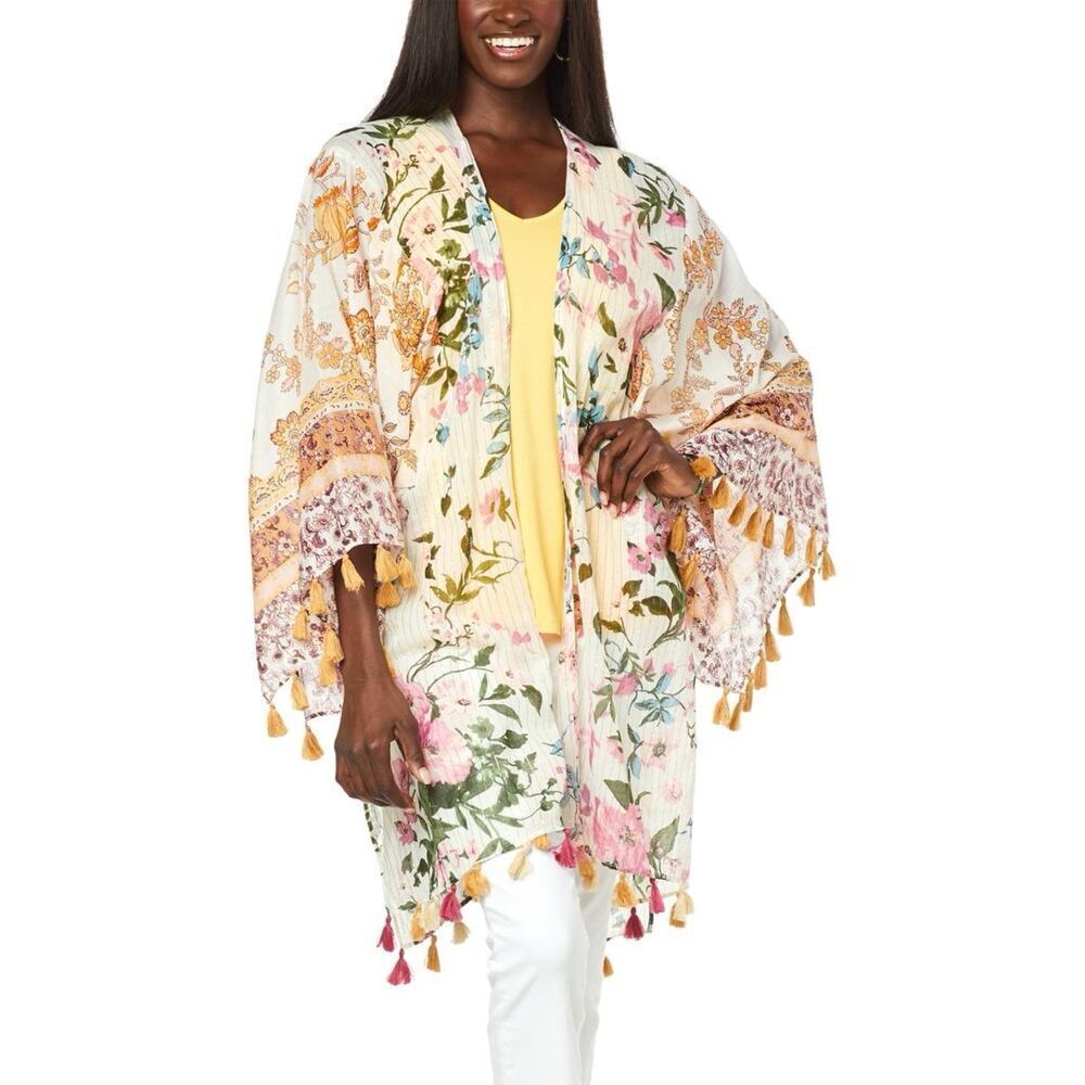 NWT Aratta Color Story Kimono Ivory Floral One Size
